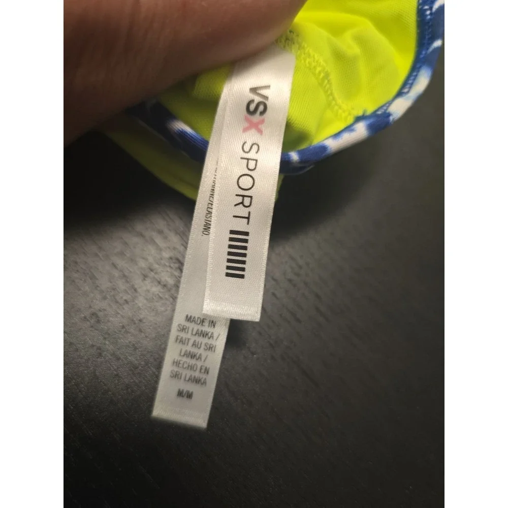 NWT Victoria's Secret Sports Bra Med Player Cross Back Blue White Tie Dye VSX